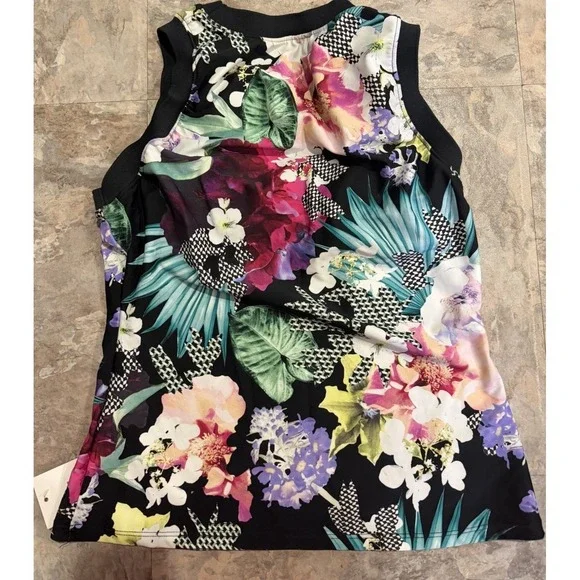 Hapari Womens UPF 50+ Floral Print Built In Bra Tankini Swim Top Tank Size L - Picture 4 of 6